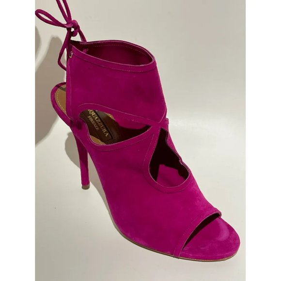 NEW AQUAZZURA Sexy Thing cutout suede sandals Iris EU39.5 US8.5